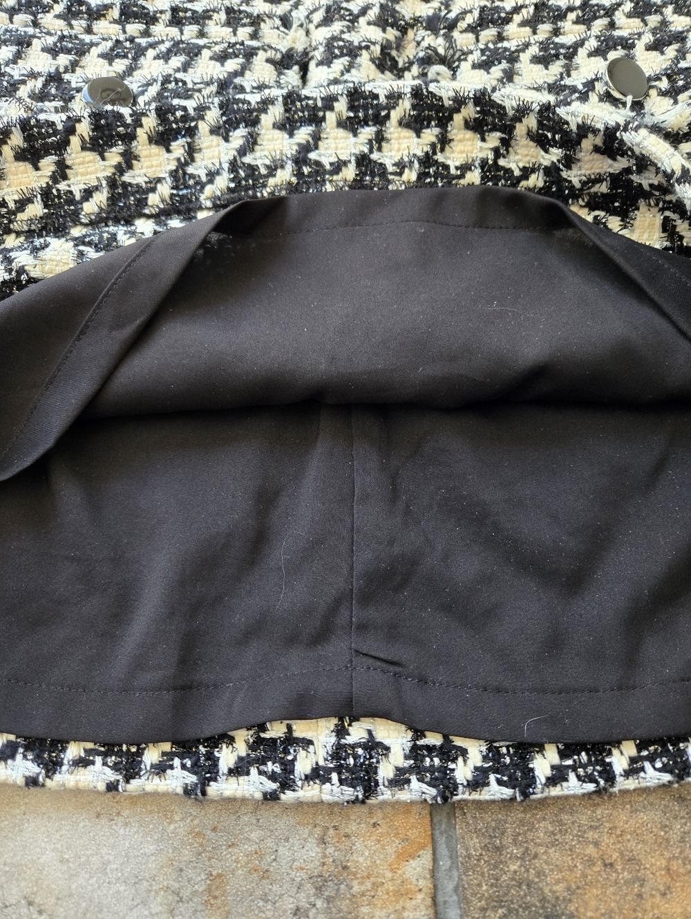 Veronica Beard Adriel Houndstooth Tweed Mini Skirt Black White Office Cotton 12 - Picture 8 of 13